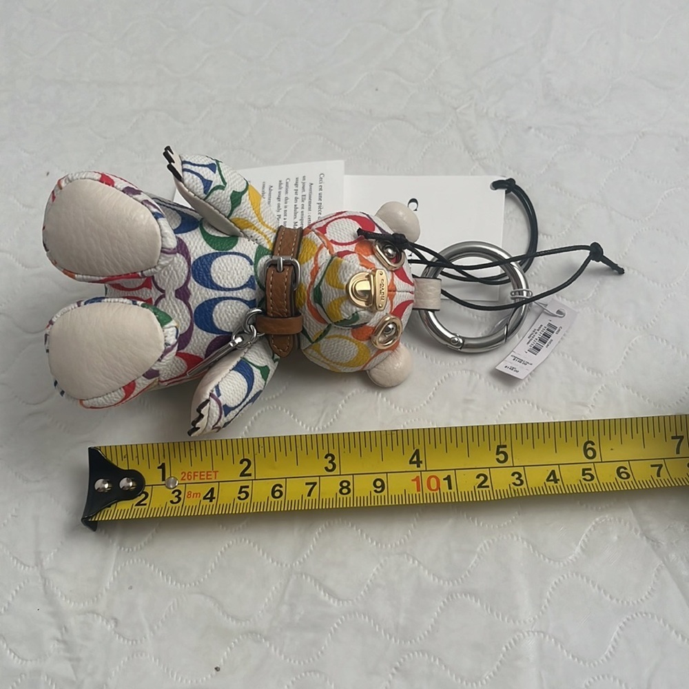 Coach signature logo multicolor rainbow bear keychain - Picture 8 of 11